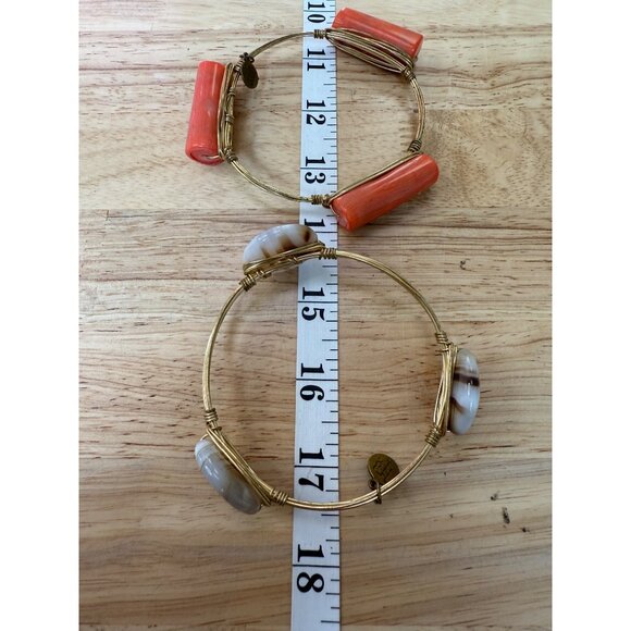 BaubleBar Set Of 2 Stone & Gold Tone Bracelets, Bohemian, Earthy, Scandi, Y2K - Picture 2 of 7